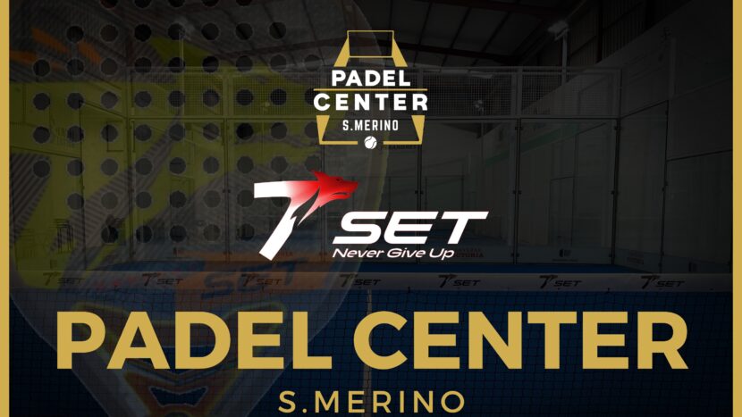 Cartel de promoción de Pádel Center S.Merino con SET Pádel