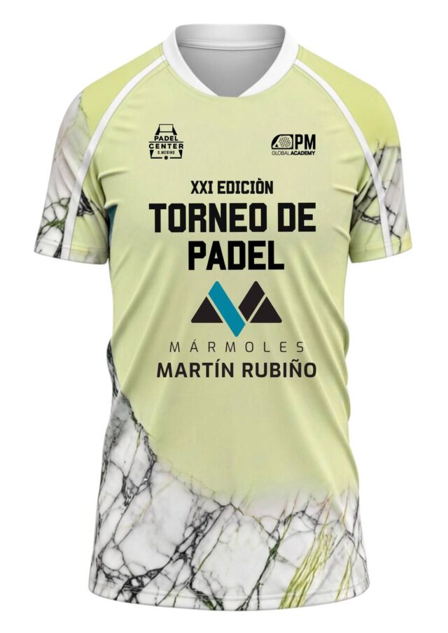 Anverso camiseta hombre del XXI Torneo de Pádel de Mármoles Martín Rubiño