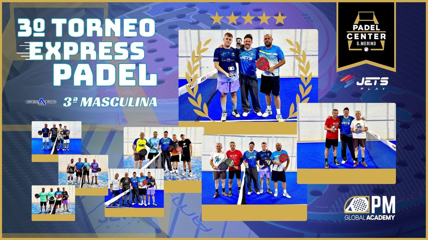 Banner resultados del tercer torneo express de padel center s.merino en Motril