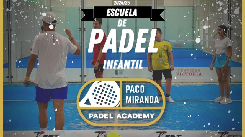 Cartel de la escuela de pádel infantil de Paco Miranda en Motril