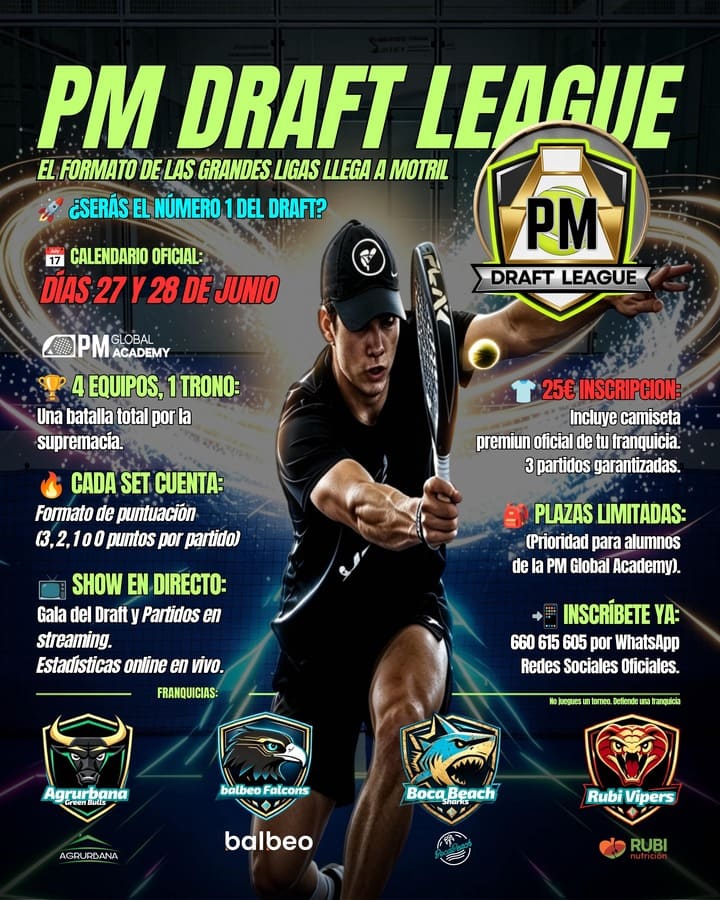Primer cartel informativo sobre la PM Draft League en Motril