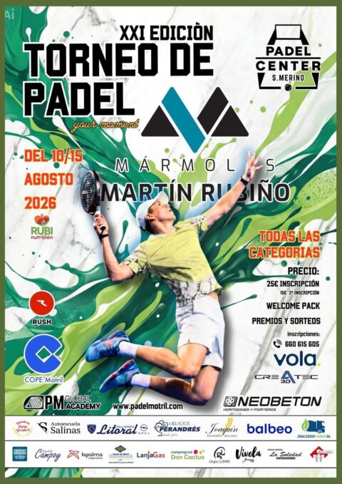 Cartel Torneo de Pádel de Mármoles Martín Rubiño año 2026.