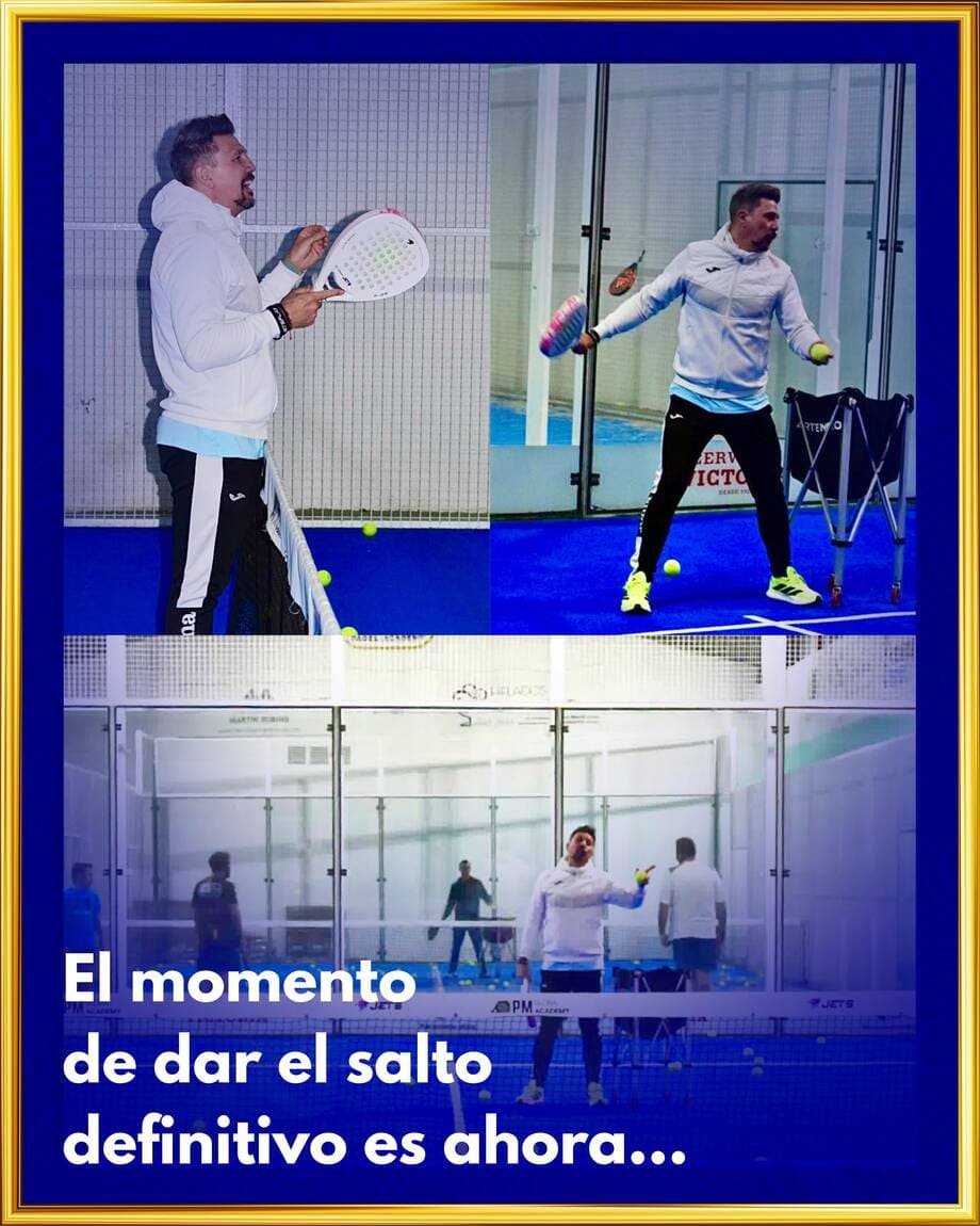 Paco Miranda dando explicaciones durante una sesión de entrenamiento de pádel