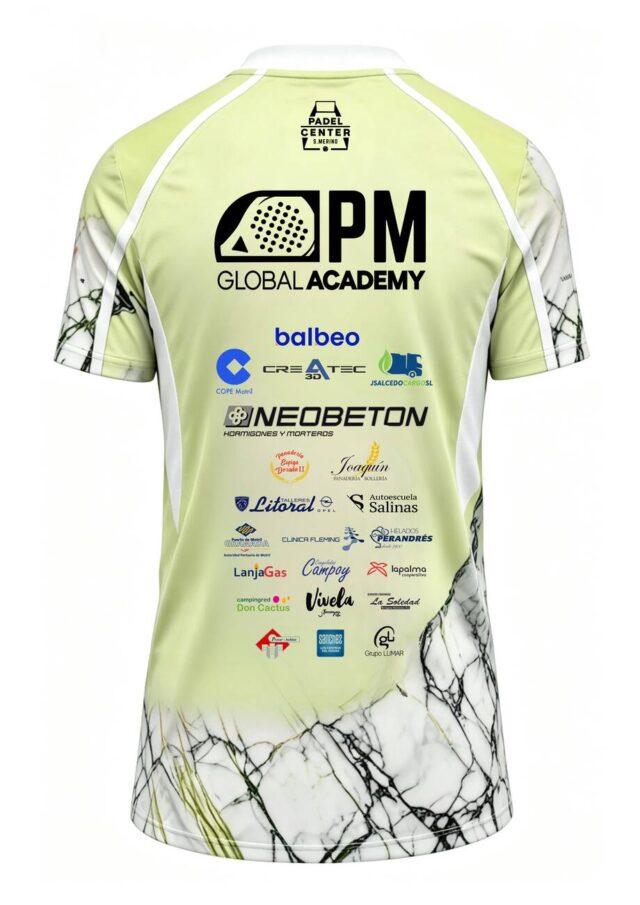 Reverso camiseta hombre del XXI Torneo de Pádel de Mármoles Martín Rubiño
